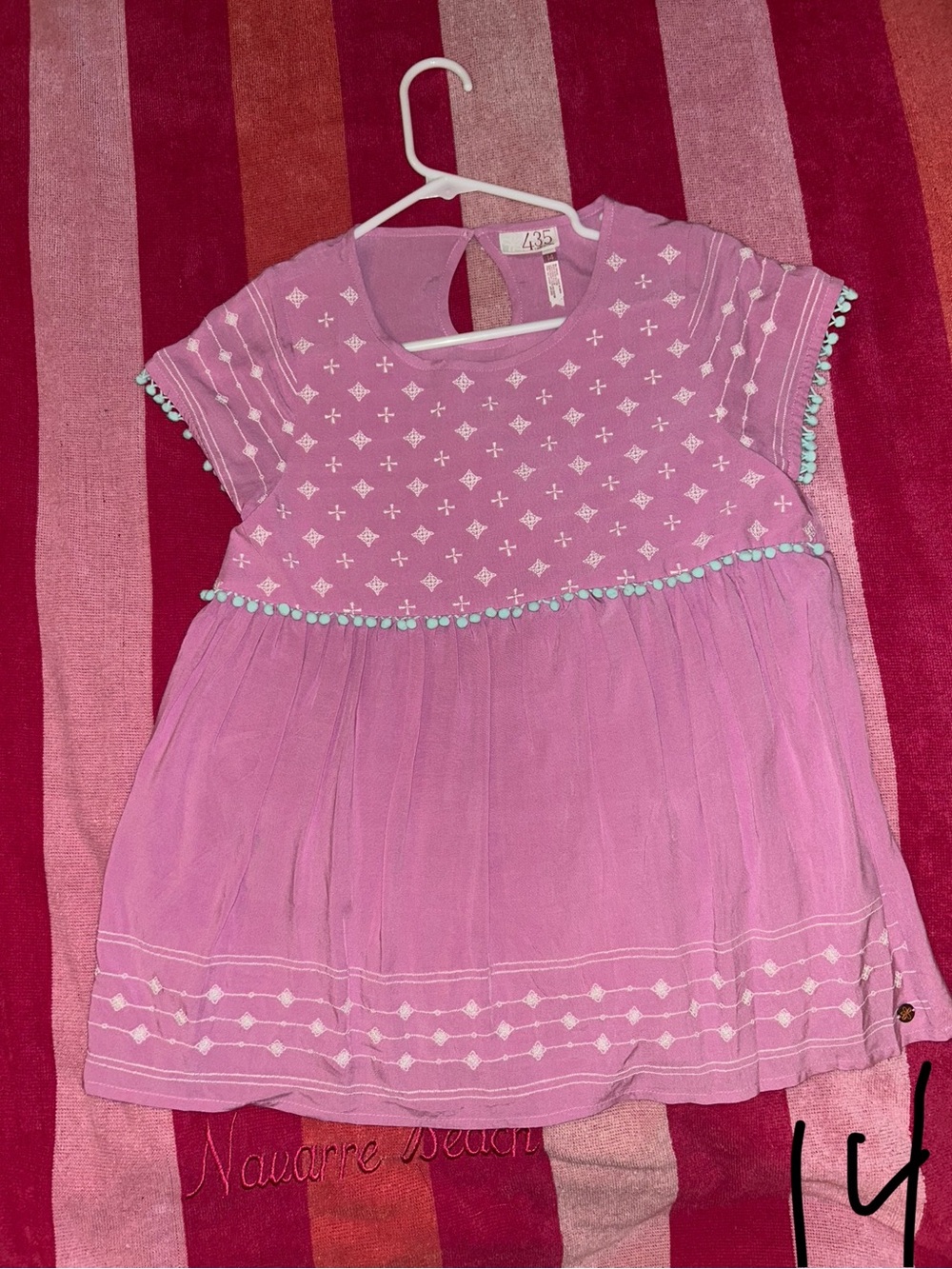 Matilda Jane Girls' Pink - lavender Embroidered Short-Sleeve Top